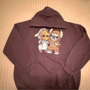 Black Hoodie with Cute Stitch/Groot Design